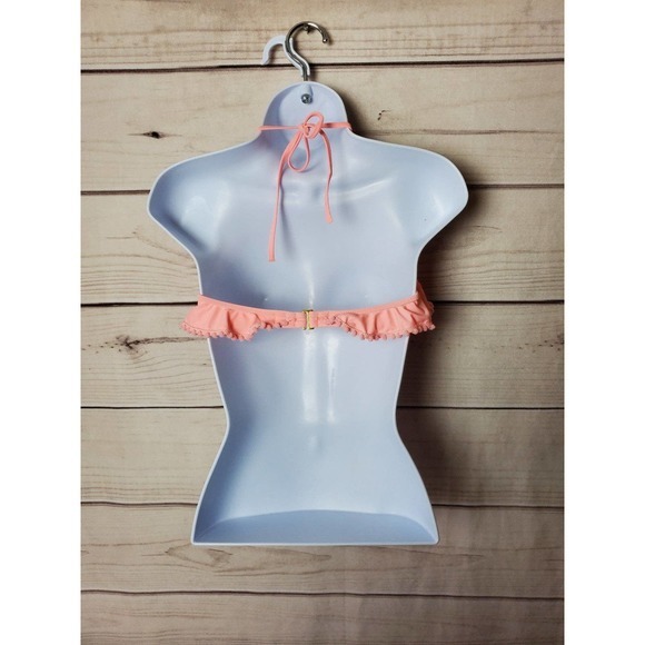 Victorias Secret Bikini Top Pink Peach Colored Ruffled Top‎ Size Small - Picture 3 of 5